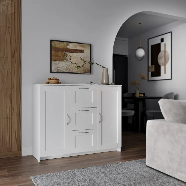 Тумба Сириус 2 двери 3 ящика 117*95 белый