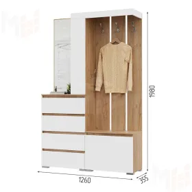 Прихожая Хелен Дуб крафт золотой/Белый