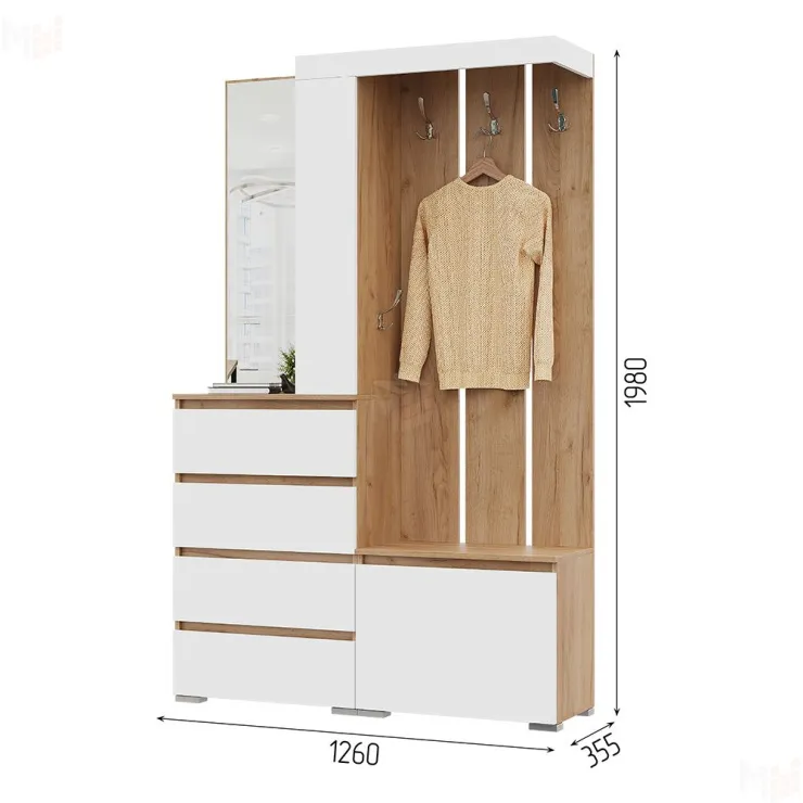 Прихожая Хелен Дуб крафт золотой/Белый