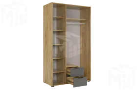 Шкаф трехдверный Адам  с зеркалом дуб крафт золотой/графит