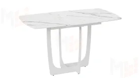 Стол обеденный Орфей Белый муар, Стекло глянцевое белый мрамор