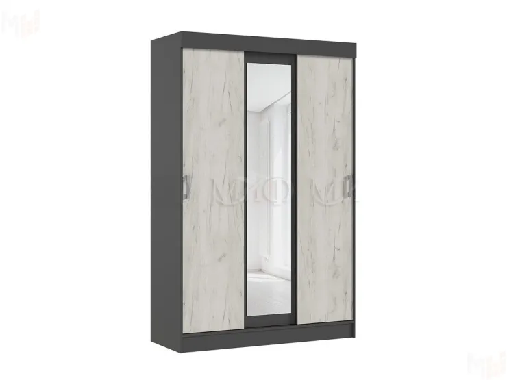 Шкаф купе Бася (графит/крафт белый)