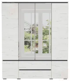  Шкаф ГРЕТТА 6С2Я с зеркалом Дуб Крафт белый-Антрацит