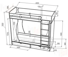 Кровать двухъярусная Фанки Кидз 2