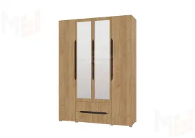 Шкаф Вега 4-х створчатый с ящиками (крафт золотой)