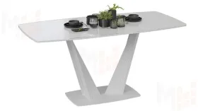 Стол раздвижной Фабио Тип 1 Белый матовый, Стекло глянцевое белое