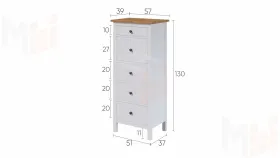 Комод Кымор 5 ящиков белый/светло-коричневый