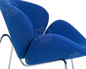 Кресло дизайнерское DOBRIN EMILY (синяя ткань AF6, хромированная сталь)
