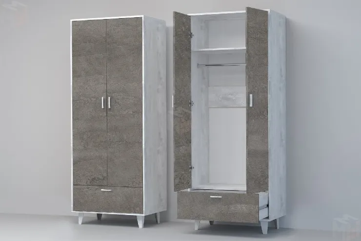 Шкаф ШК-1 НГ Эго Бетон Светлый/Камень Темный