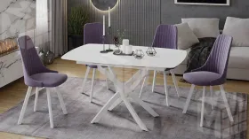 Стол обеденный раздвижной Манхеттен Т1 Белый муар, Стекло матовое белое