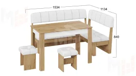 Кухонный уголок Альфа - МФ-100.001 Дуб Крафт золотой, Белый кожзам