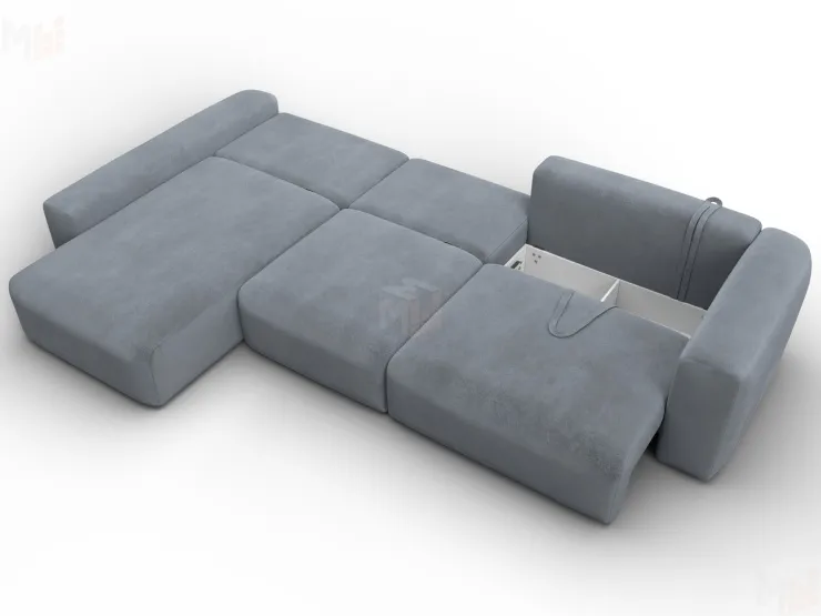 Диван угловой Лига-066 НПБ Лонг угол левый ( TOWER 10 серый )