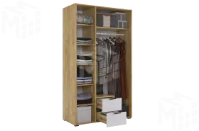 Шкаф трехдверный Адам  с зеркалом дуб крафт золотой/белое дерево