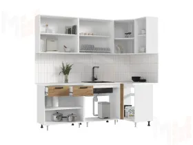 Кухня Рио New угловая 2,2*1,0м (490) Дуб крафт, Белый (Антарес)