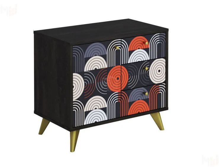 Комод Фьюжн Арт КМ-002 камень угольный/Vinil