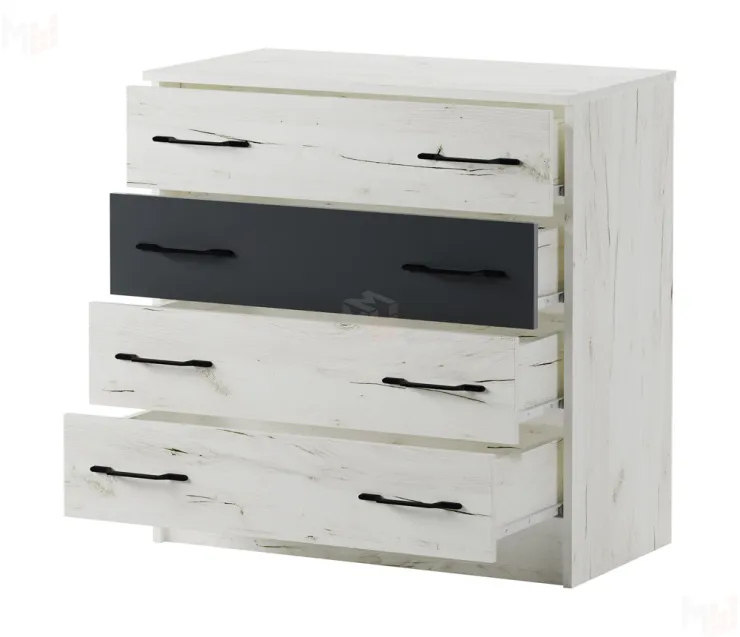 Комод К-800 Беатрис Крафт белый-Антрацит