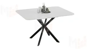 Стол обеденный раздвижной Лиссабон Тип 1 Черный муар, Белый