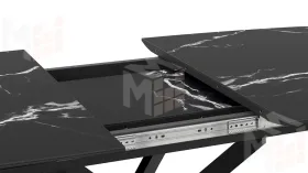 Стол обеденный раздвижной Манхеттен Т1 Черный муар, Стекло матовое черный мрамор