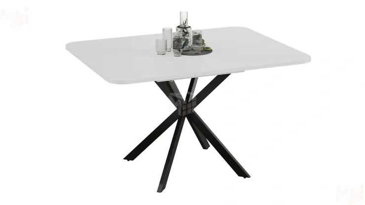Стол обеденный раздвижной Лиссабон Тип 1 Черный муар, Белый