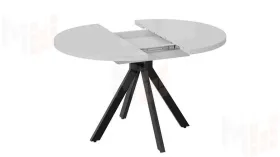 Стол обеденный раздвижной Стокгольм Тип 1  Черный муар, Стекло глянцевое белое