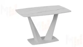 Стол раздвижной Фабио Тип 1 Белый матовый, Стекло матовое белый мрамор