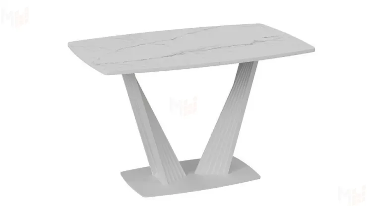 Стол раздвижной Фабио Тип 1 Белый матовый, Стекло матовое белый мрамор