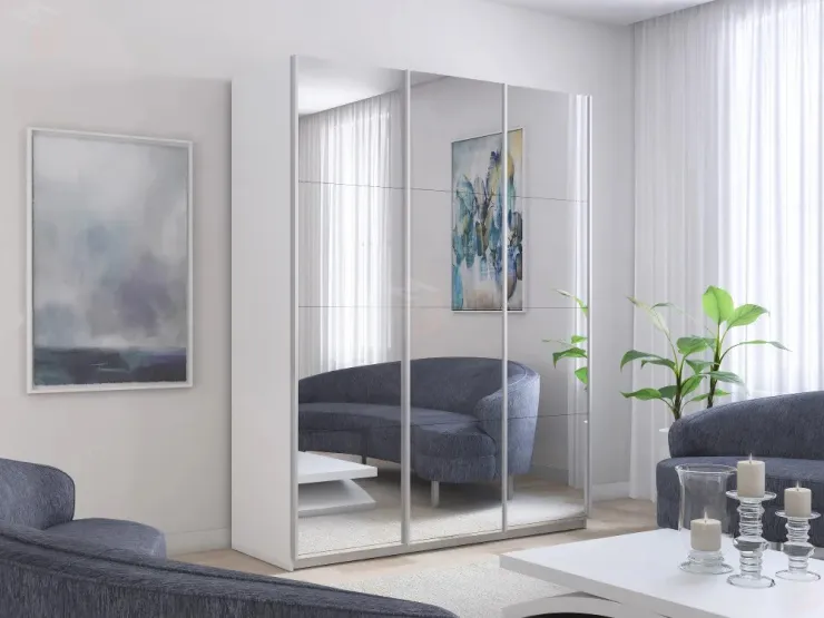 Шкаф-купе широкий  Прайм 3-х дверный Зеркало 240 см