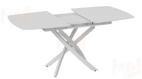 Стол обеденный раздвижной Манхеттен Т1 Белый муар, Стекло матовое белое