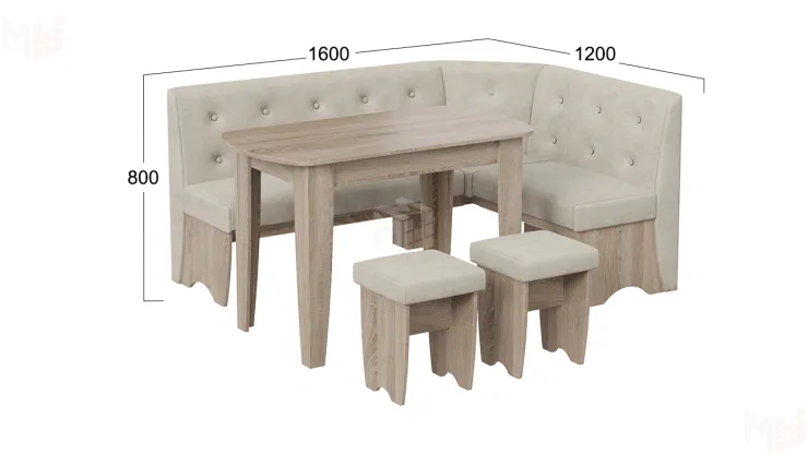 Кухонный уголок Барселона Дуб Сонома трюфель, Микровелюр Duna Brilliant