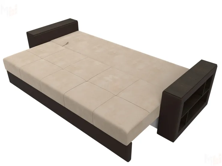 Диван прямой Дубай Лайт полки справа ( Бежевый\Коричневый )