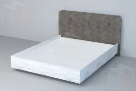 Кровать 031 Эго Бетон Светлый/Стальной Серый (Пуговицы) ЛН 1400х2000