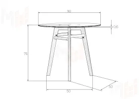 Стол обеденный DOBRIN HENRY`90 GLASS (столешница стекло, деревянное основание)