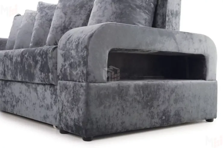 Диван угловой Марго Серый Левый Велюр