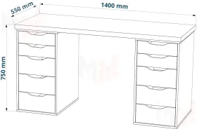 Стол письменный Ингар 2/55   дуб беленый / белый