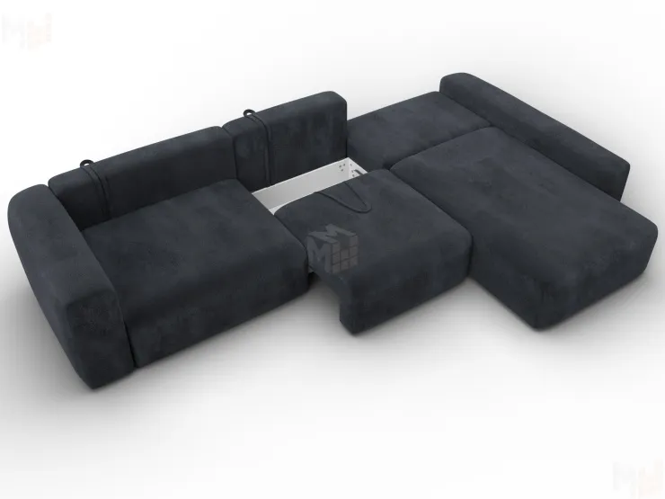 Диван угловой Лига-066 НПБ Лонг угол правый ( TOWER 11 темно-серый )