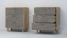 Комод К-3 Эго на ножках Дуб Крафт Золотой/Камень Темный