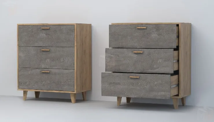 Комод К-3 Эго на ножках Дуб Крафт Золотой/Камень Темный