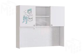 Надстройка для стола Гламур белый/белый глянец