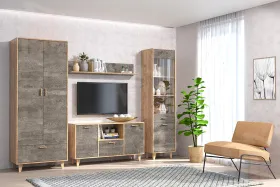 Гостиная Эго Дуб Крафт/Камень Темный Вариант 3