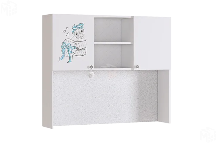 Надстройка для стола Гламур белый/белый глянец