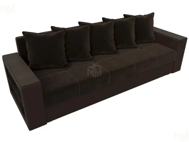 Диван прямой Дубай Лайт полки слева ( Коричневый )