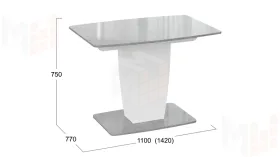 Стол раздвижной Аризона Тип 1 - КМ+02.85.000.001 Белый, Ателье светлый глянец