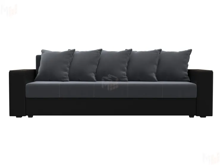 Диван прямой Дубай Лайт полки слева ( Серый\Черный )