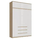 Шкаф Челси 1600 с антресолью, сонома/белый глянец