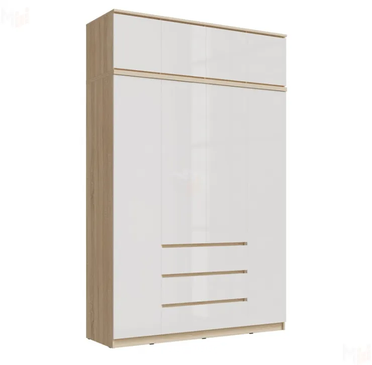 Шкаф Челси 1600 с антресолью, сонома/белый глянец