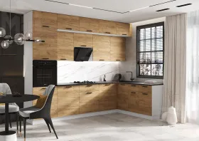 Кухня Рио New угловая 3,0*1,8 м (490) комп. №2 Дуб крафт, белый (Кастилло темный)