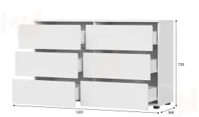 Комод Токио 6 ящика Белый текстурный 