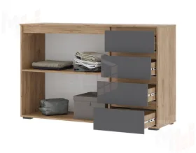 Комод Хелен 4 ящика и двери КМ-06 крафт золотой/серый графит