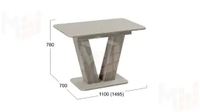 Стол раздвижной Чинзано Тип 1 Дуб Сонома трюфель, Стекло бежевое матовое