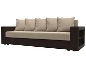 Диван прямой Дубай Лайт полки справа ( Бежевый\Коричневый )